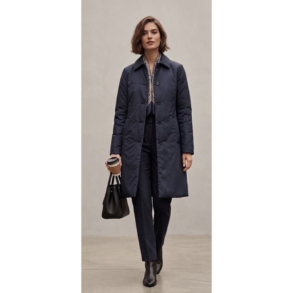 NWT Club Monaco Padded Overcoat size XS Navy Blue Minimalist Puffer Walking